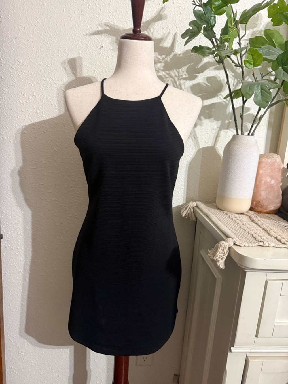 a'gaci Black Halter Mini Dress